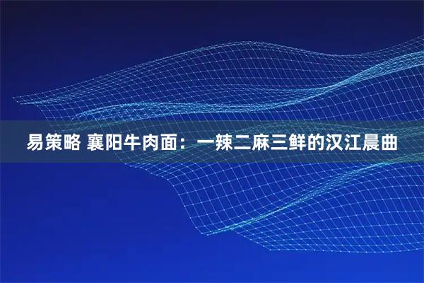 易策略 襄阳牛肉面：一辣二麻三鲜的汉江晨曲